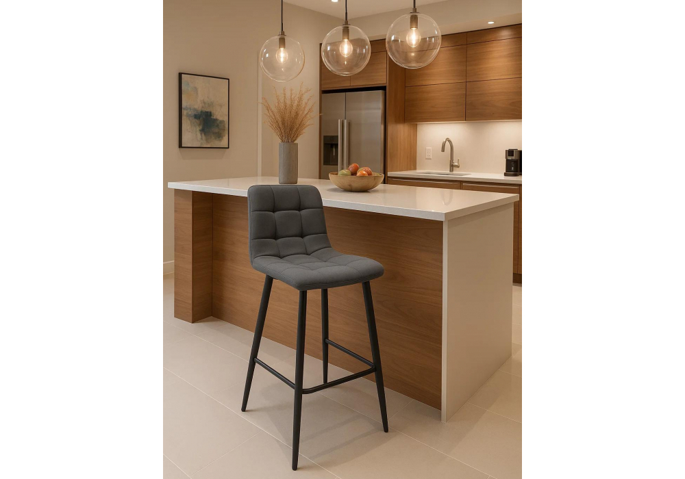 Барный стул Woodville полубарных Симпл 2 шт темно-серый, черный, ножки черные