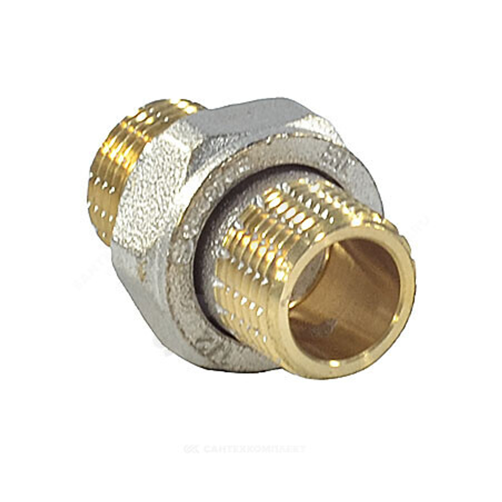 Соединитель латунь никель американка Ду 20 (3/4") прямой НР/НР 9014 ГОСТ 32585-2013 Aquasfera 9014-02