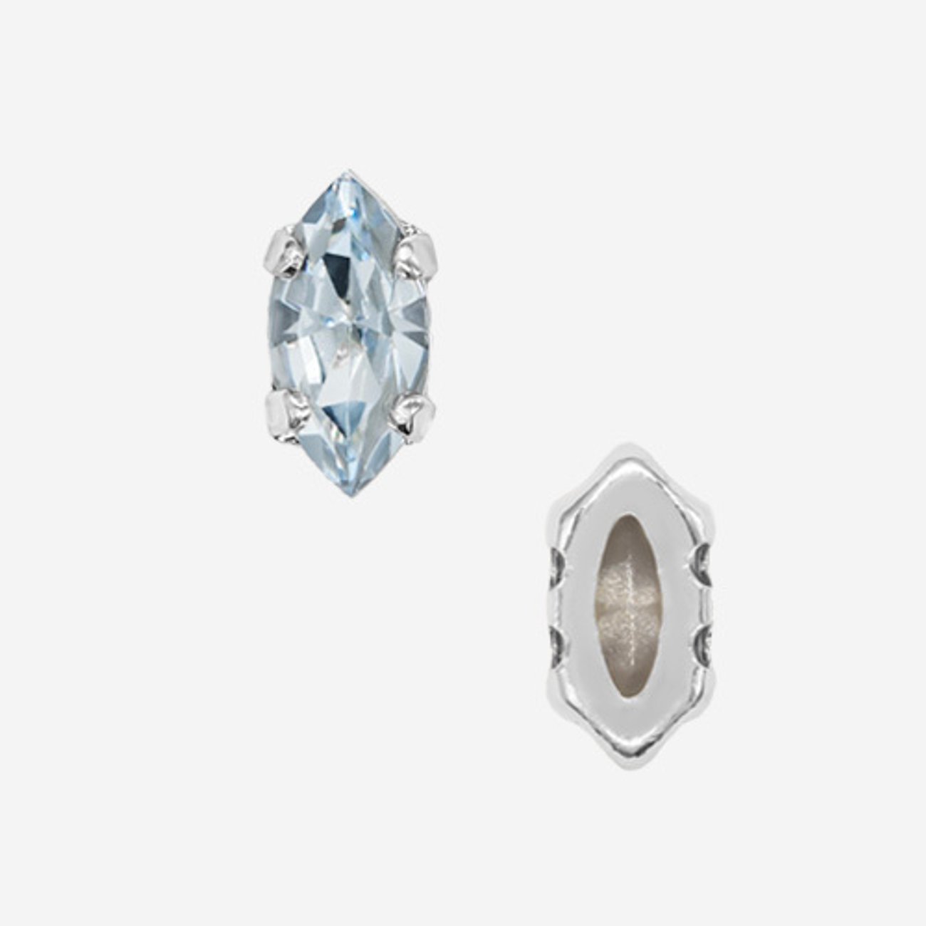 Кристалл Маркиз (Marquise Fancy Stone) в цапах, оттенок "Светлый Сапфир"/"Light Sapphire", 6*3мм, родирование
