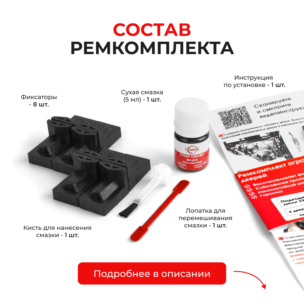 Ремкомплект ограничителей дверей Jetour X90 Plus (I) (4 двери, тип 71) 2021-2024