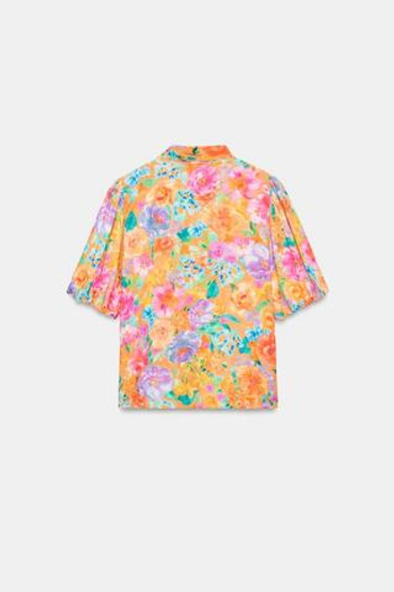 ZARA РУБАШКА С ЦВЕТОЧНЫМ ПРИНТОМ И ЗАВЯЗКАМИ, РАЗНОЦВЕТНЫЙ
