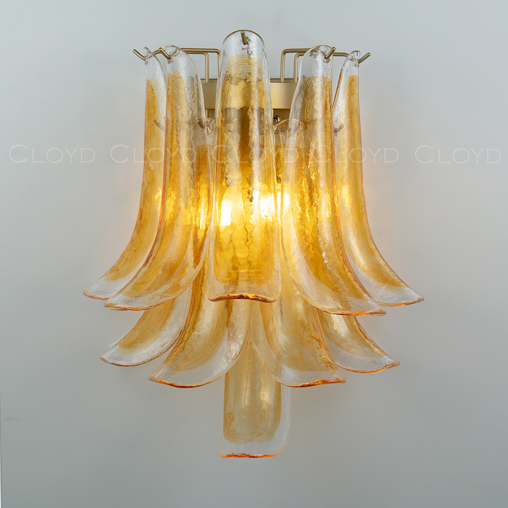 Бра Cloyd AZORES-C W2 / выс. 42 см - латунь светл. - янтарное стекло (арт.20472)