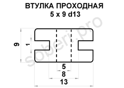 втулка резиновая диаметр 13 мм для кабеля 5 мм чертеж