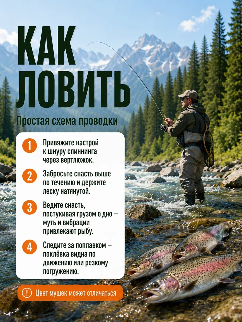 Настрой на хариуса балда тиролька с 4 донными мушками