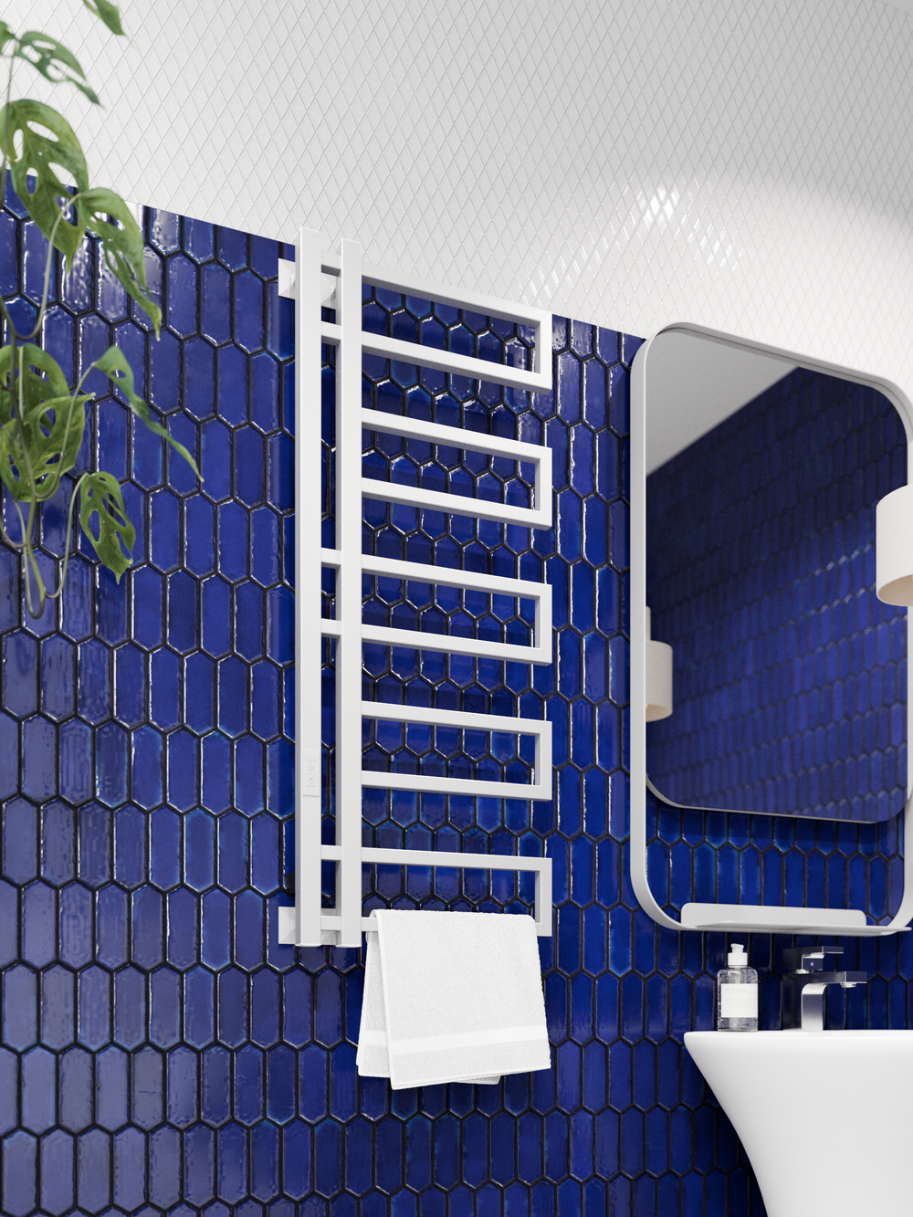 Полотенцесушитель электрический белый дизайнерский Tilos 100 х 40