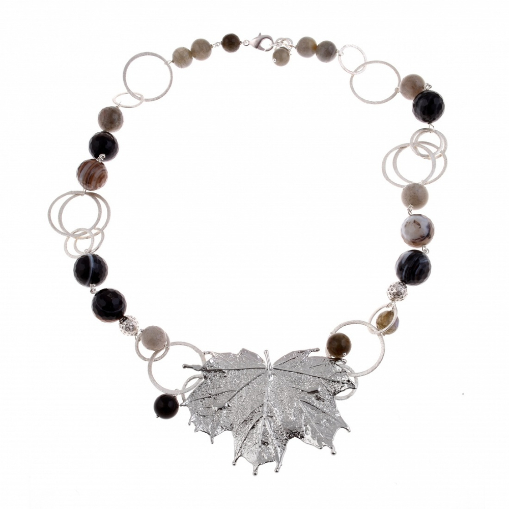 Колье лист Ester Bijoux Канадский Клён CL1060-S BW