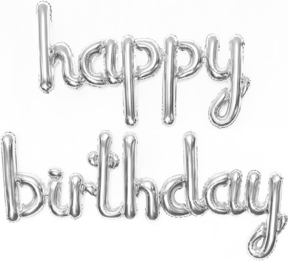 Набор мини-букв "Happy Birthday" серебро