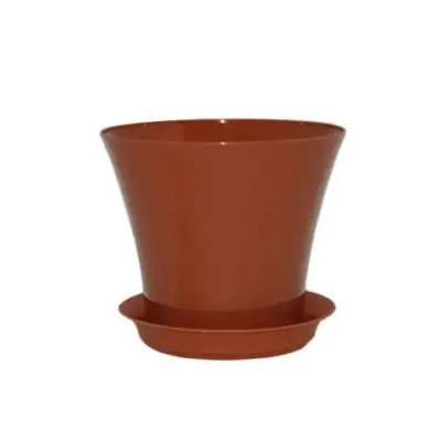Горшок пластиковый с поддоном СИТИ 0,6 л, д.11,5 н.10, терракотовый