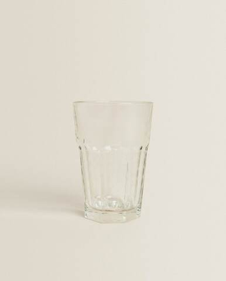 ZARA HOME СТЕКЛЯННЫЙ СТАКАН С РЕЛЬЕФНЫМ ДИЗАЙНОМ