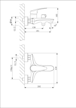 LM0414C Линара Смеситель для ванны, с коротким изливом, дивертор с кер. пласт., хром