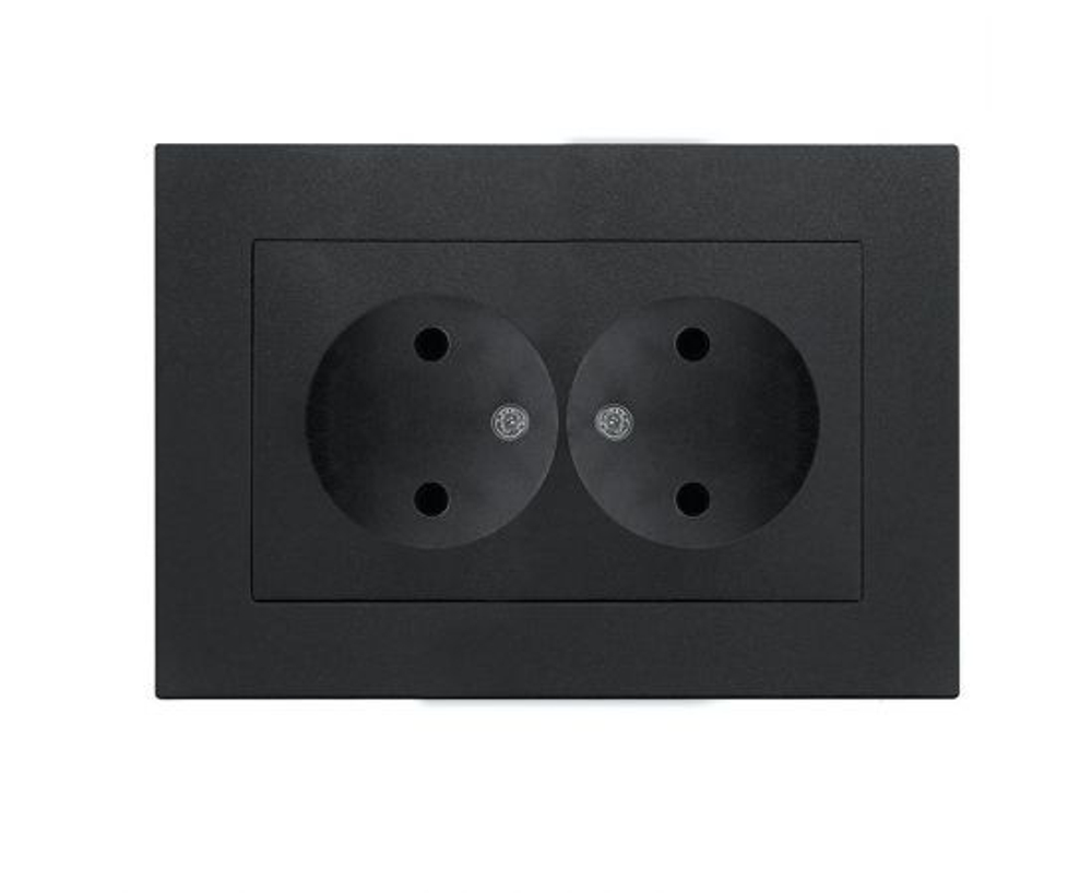 Розетка 2-м СП Афина 16А IP20 без заземл. в сборе графит Universal A0102-Gr