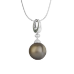 Подвеска с Чёрным Морским Жемчугом и Бриллиантами, Эмаль, P0143-4/2