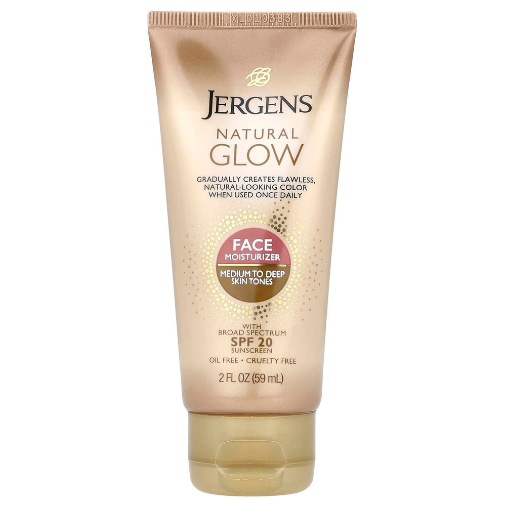 Jergens, Natural Glow, увлажняющее средство для лица, SPF 20, от средних до темных оттенков кожи, 59 мл (2 жидк. унции)