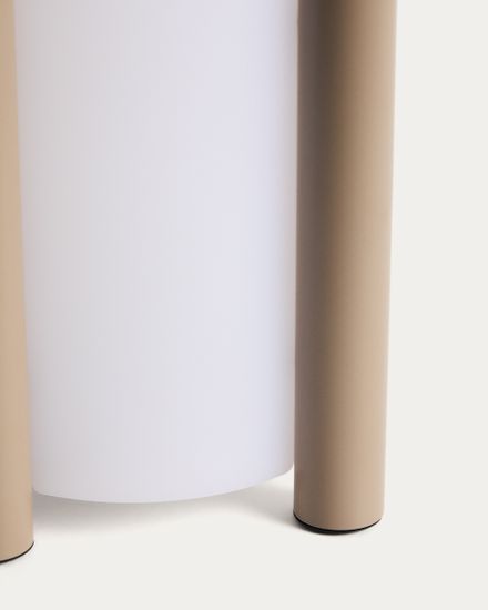 Портативная настольная лампа Leros из полиэтилена и стали бежевого цвета