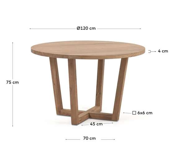 Стол Nahla Ø120 см из массива акации