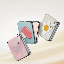 Чехол розового цвета (Butterfly Edition) из искусственной кожи от Dux Ducis для Samsung Flip 7 FE (W25 Flip) и Flip 6, серия Luvy Series Case