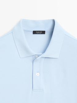 Massimo Dutti Поло из рельефного хлопка, голубой
