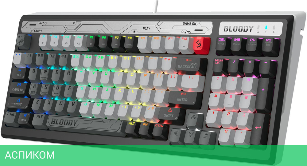 Клавиатура A4Tech Bloody B950 серый/черный