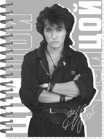 Блокнот А6 60л, ЦОЙ. КИНО №10, обложка-мелов.картон+софттач-лак, мет.гребень слева, клетка