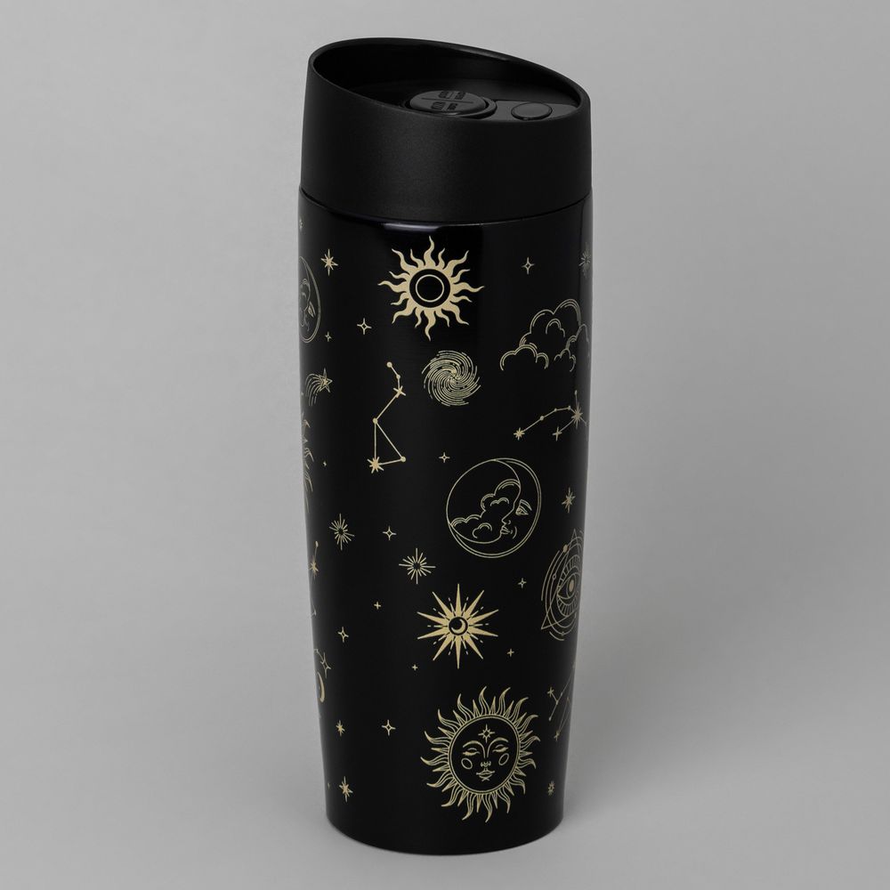 ТЕРМОКРУЖКА AGNESS "SUPERNOVA BLACK" 360МЛ, КОЛБА НЕРЖ.СТАЛЬ 18/10