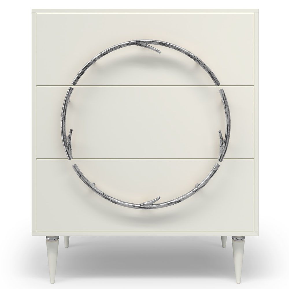 Комод Арт Колор matte Классик Сильвер с 3 ящиками Белый опал матовый