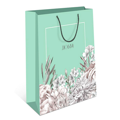 Пакет подарочный "Любви", Мятный  33*10*42,5 см