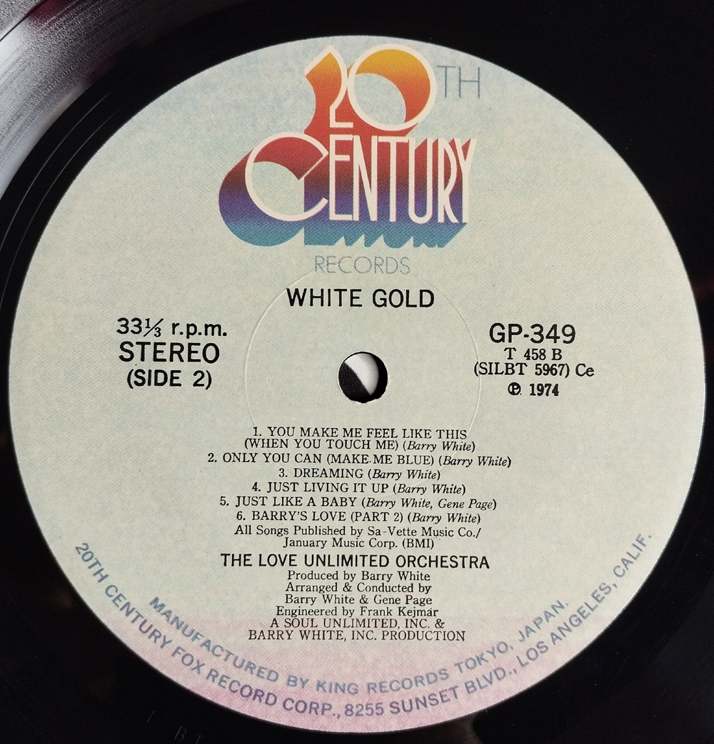Винтажная виниловая пластинка LP Barry White The Love Unlimited Orchestra White Gold (Japan 1974) (Obi) Satin Soul