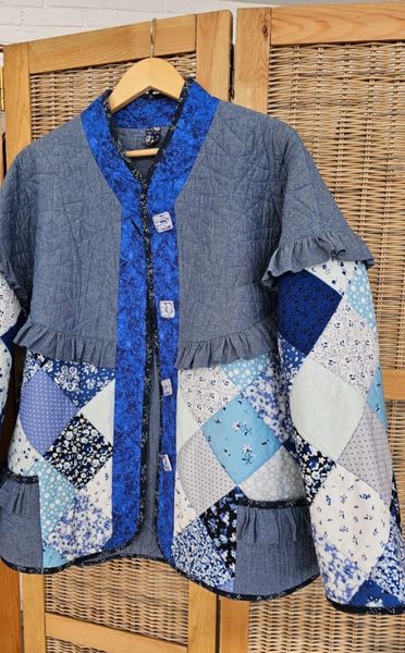 СИНЕ-БЕЛЫЙ ПЭЧВОРК , 100% хлопок, Handmade Fabrics 6