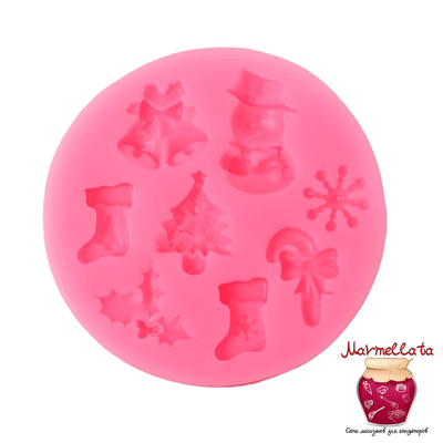 Молд силиконовый "Новогодняя атрибутика", 6,5*6,5 см