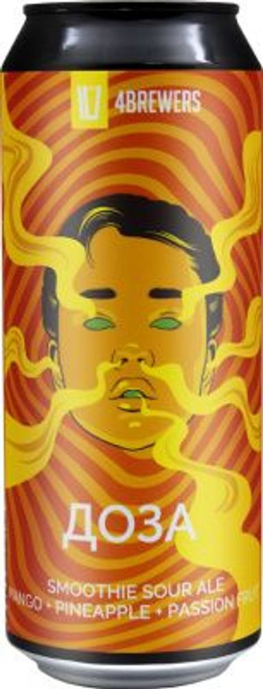 Пиво Четыре Пивовара Доза Манго Ананас Маракуйя / 4 Brewers Doza Mango Pineapple Passion Fruit 0.45 - банка