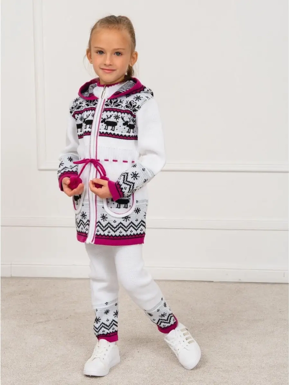 Кардиган вязаный на молнии для девочки