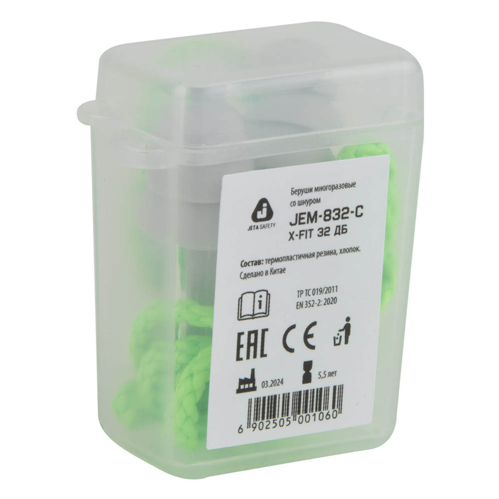 Jeta Safety (JEM-832-C) Беруши с хлопковым шнурком, 32 дБ