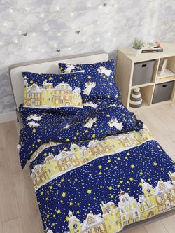 Простынь на резинке бязь Сказка "Зимняя сказка" 90x200 см