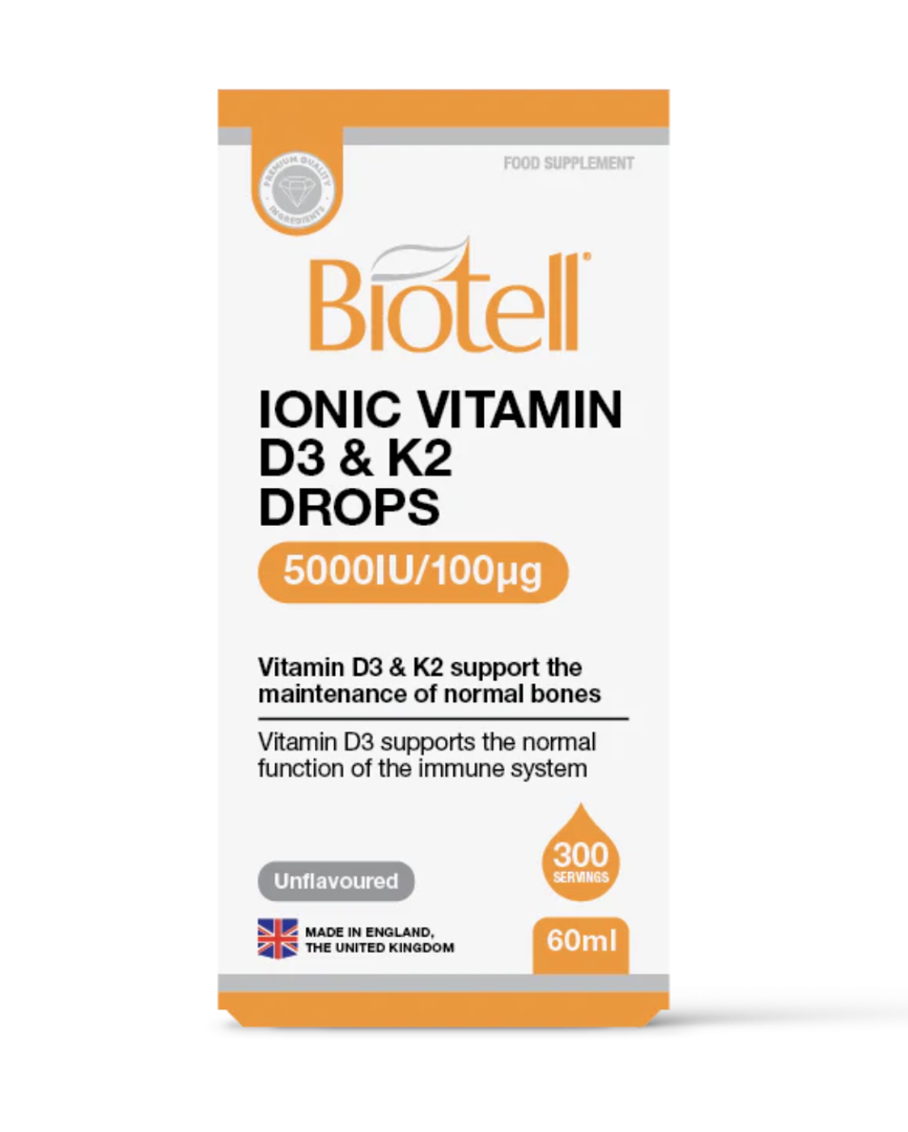 BioTell - Liquid Ionic Vitamin D3 & K2 - 5000 IU D3 30 ml