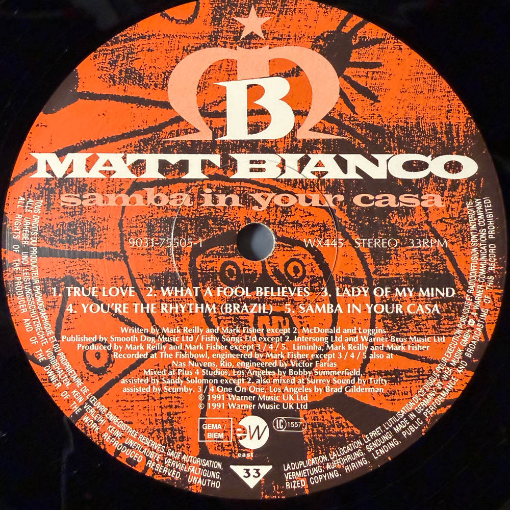 Matt Bianco ‎– Samba In Your Casa (Германия 1991г.)