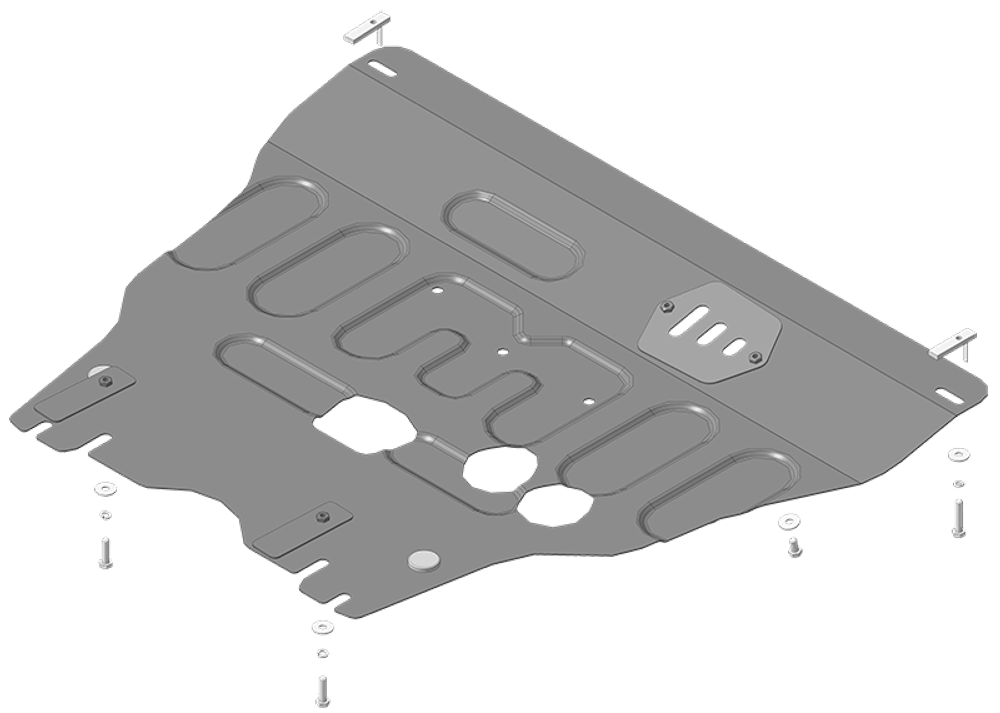Защита картера двигателя, КПП. 2 мм, Сталь. для Honda Fit 2014-2020, Motodor.70810