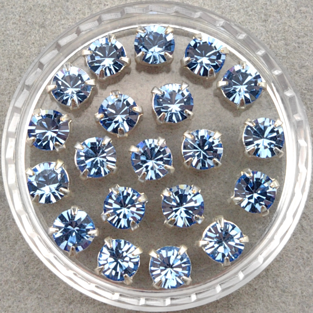 Шатоны Preciosa MAXIMA в оправах, Light Sapphire/Silver