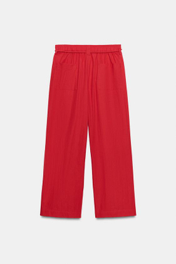 ZARA БРЮКИ ИЗ ПОПЛИНА — ZW COLLECTION, КРАСНЫЙ