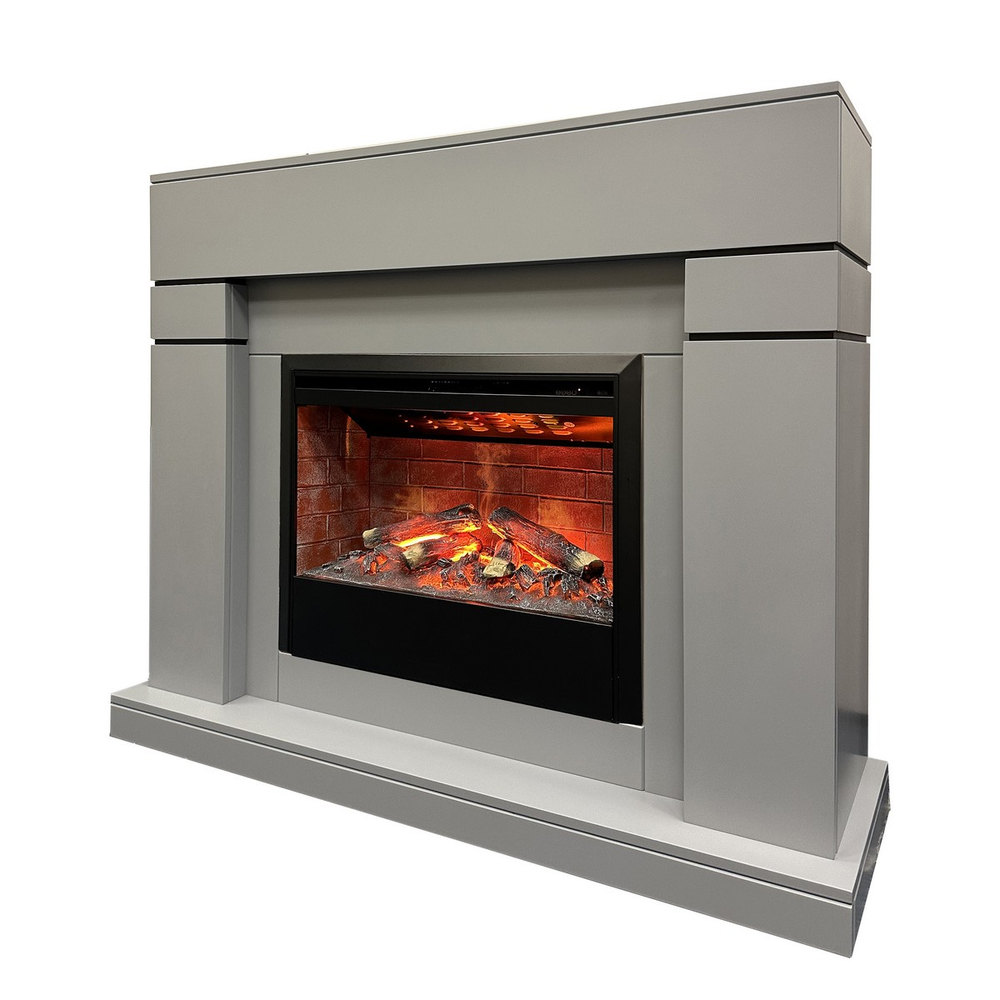 Электрокамин RealFlame Lindelse 26 GR серый, графит c очагом 3D Helios 26