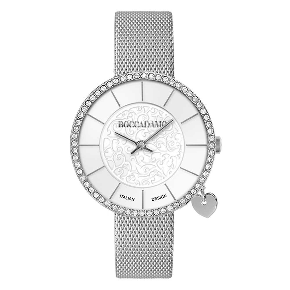 Часы Boccadamo Mya33 Silver White MX009 BW/S с минеральным стеклом, кристаллами Swarovski