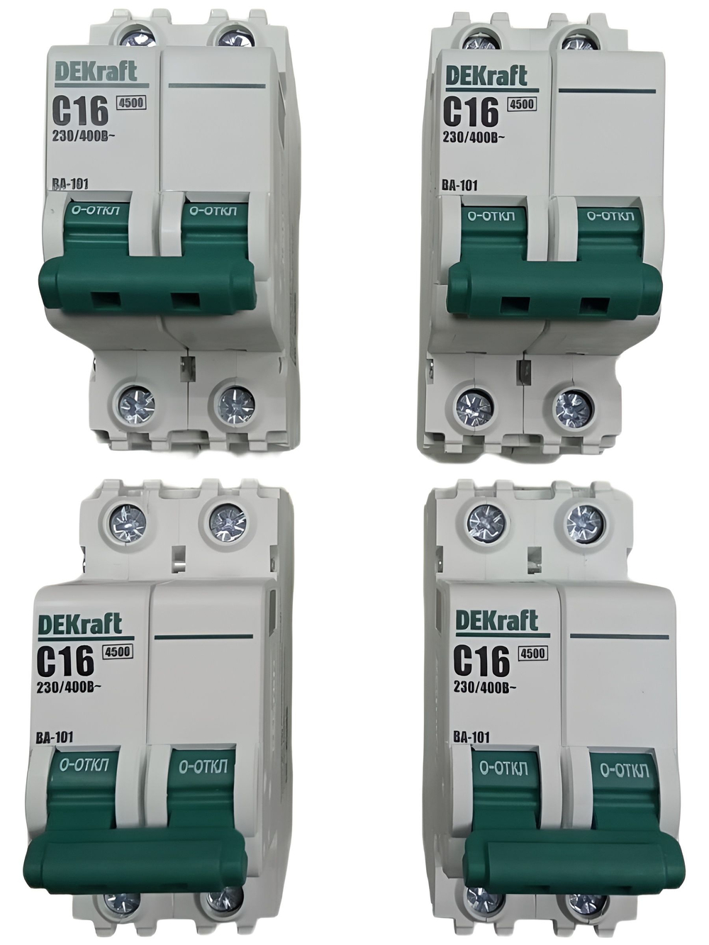 автоматический выключатель 2п 16А тип С 4,5кА серия ВА-101 DEKraft 4шт