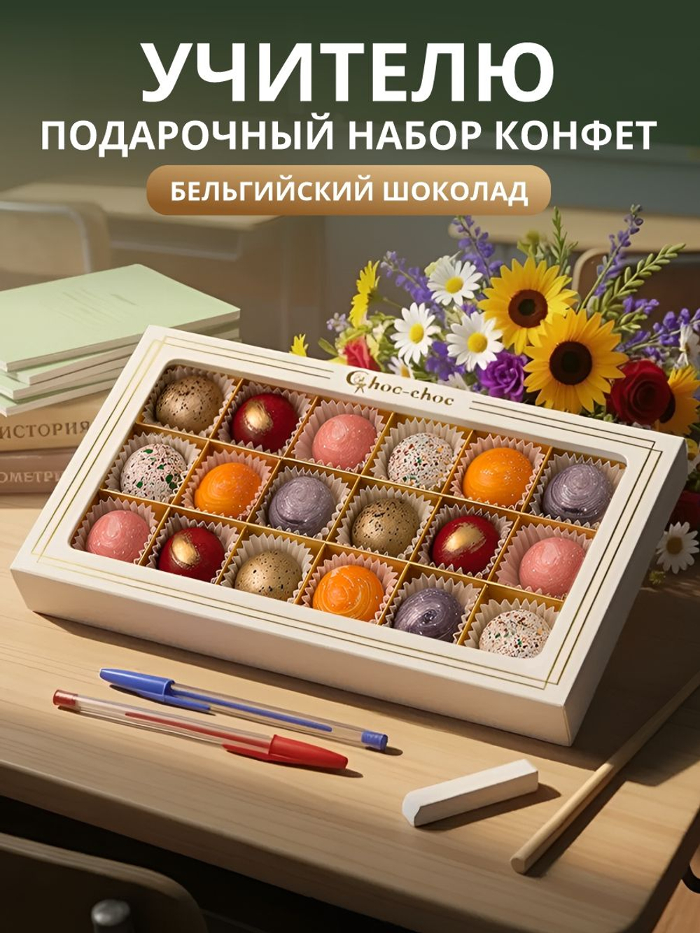 Подарочный набор шоколадных конфет, ассорти из бельгийского шоколада, открытка в подарок