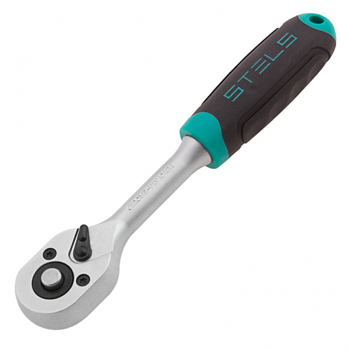 Ключ-трещотка 1/4", CrV, 72 зуба, с быстрым сбросом, матовый хром Stels