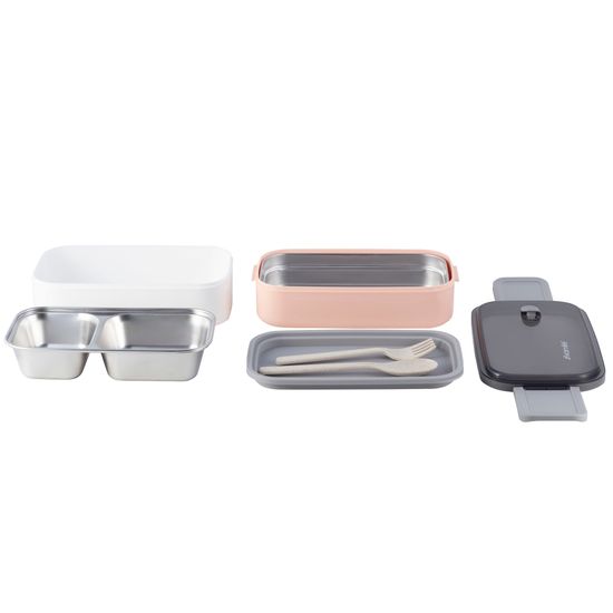 Ланч бокс двойной 1400 мл. Kamille KM 2134 пластик, нержавеющая сталь