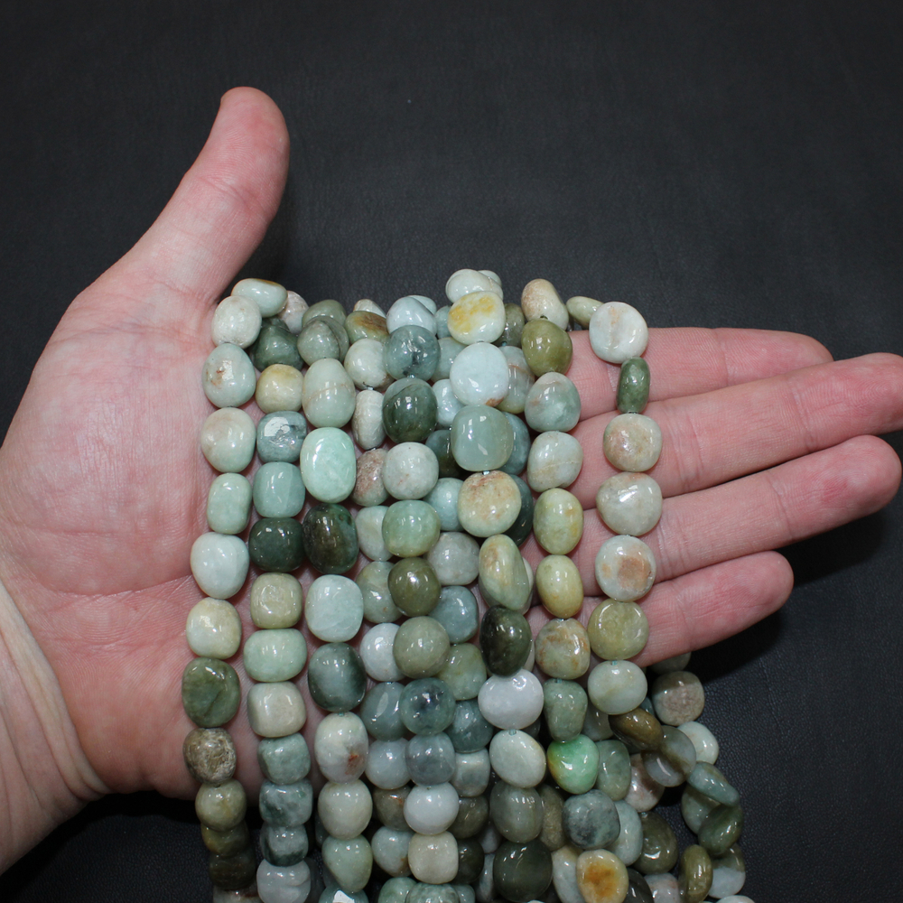 Нефрит Мьянма галтовка бусины 8-12мм