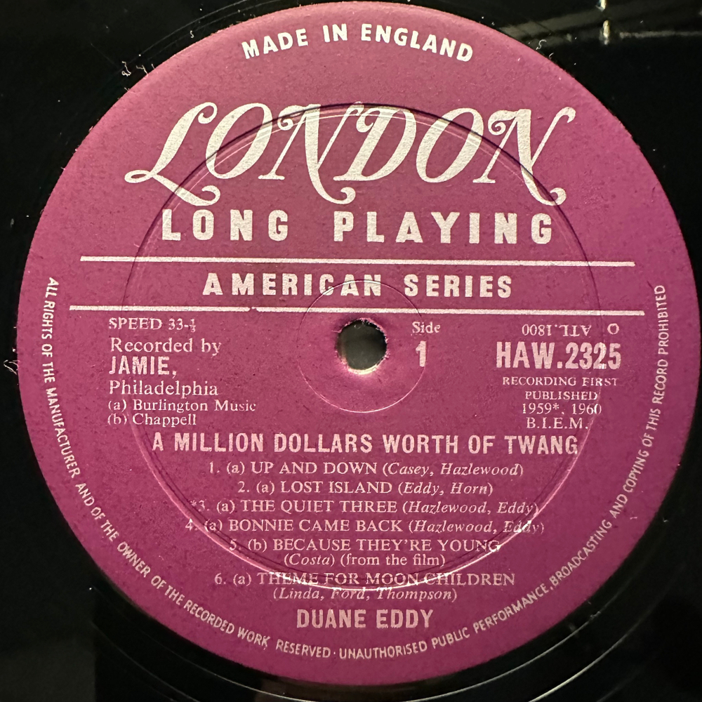Duane Eddy His "Twangy" Guitar & The Rebels - $1,000,000.00 Worth Of Twang (Англия 1961г.)
