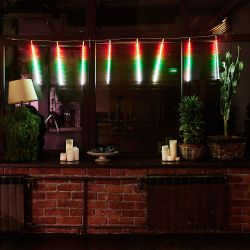 ULD-E2405-240-DTK MULTI IP44 METEOR Занавес светодиодный фигурный Падающие звезды. соединяемый. 2х0.5м. 8 подвесов. Разноцветный свет. Провод прозрачный. TM Uniel.