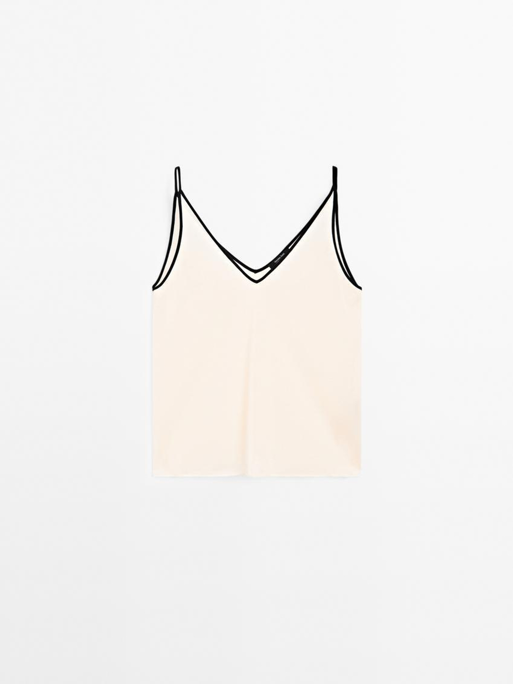 Massimo Dutti Топ из хлопка на бретелях, натуральный