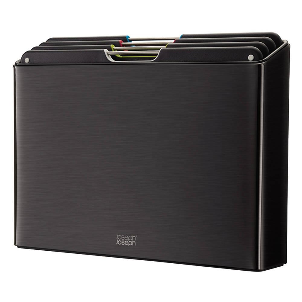 Набор разделочных досок в подставке folio steel, черный, 4 шт.