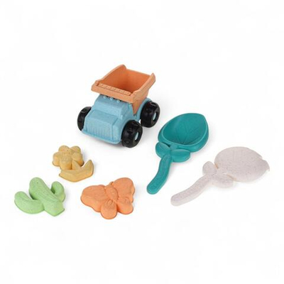Набор для игры в песок с машиной, совок,грабли,3 формочки,сет.M2-607